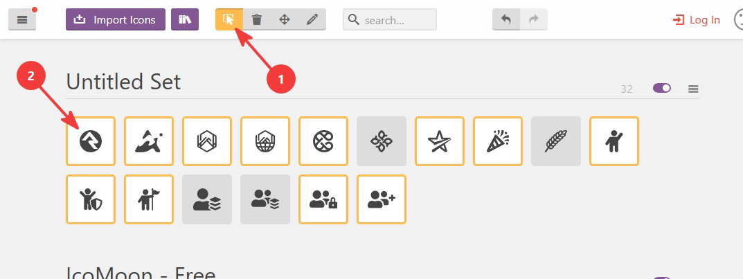 Select icons