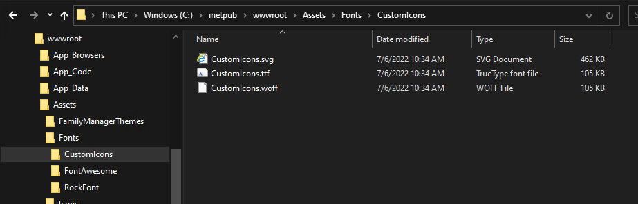 Assets/Fonts/CustomIcons folder