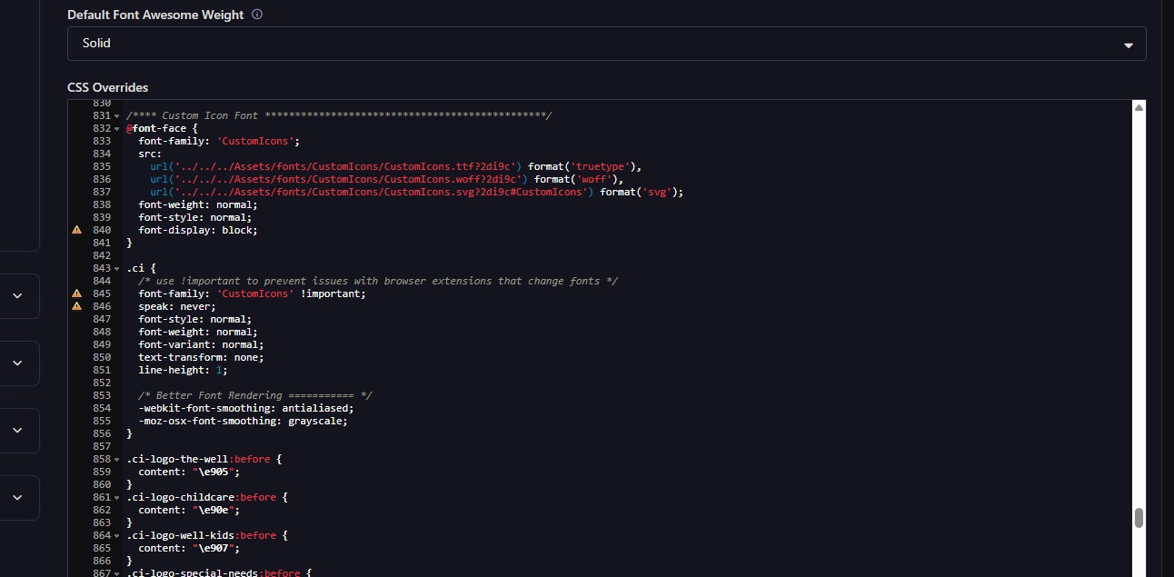 Rock Theme CSS Overrides field