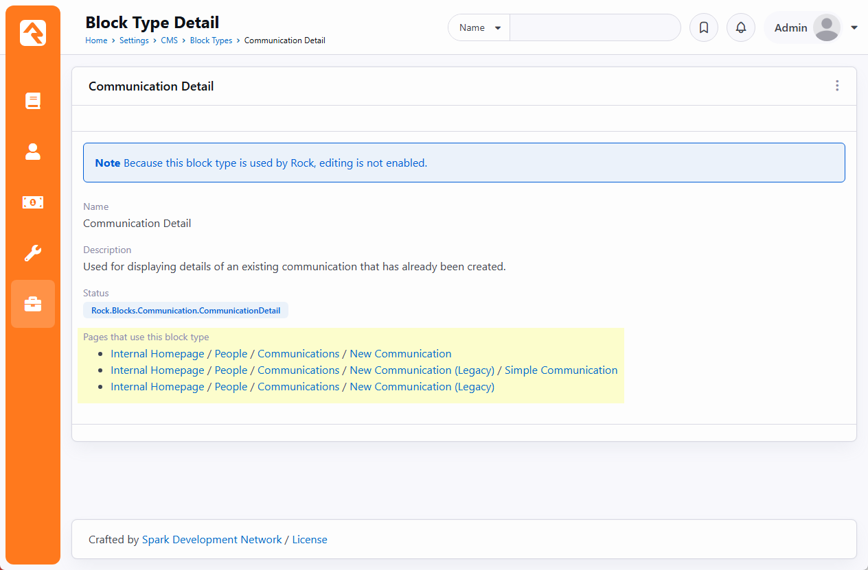 All Communication Detail Block Instances
