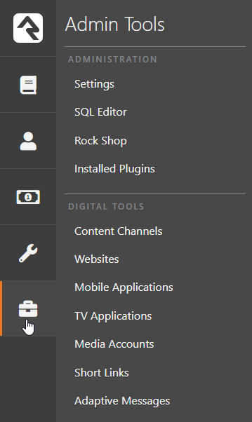 The new Admin Tools Menu